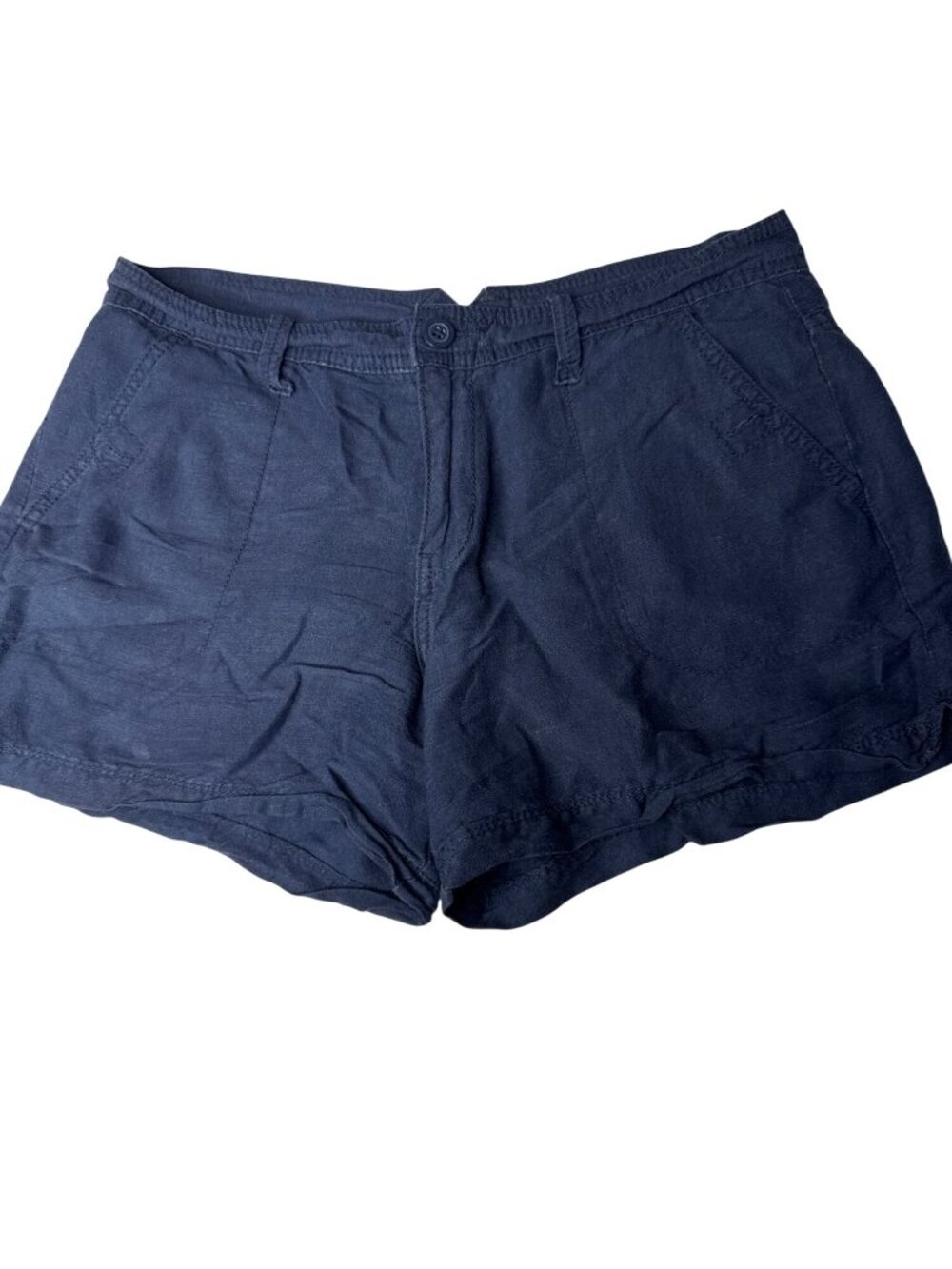 Calvin Klein Jeans Navy Blue Linen Blend Casual Shorts Womens Chic Comfort 8